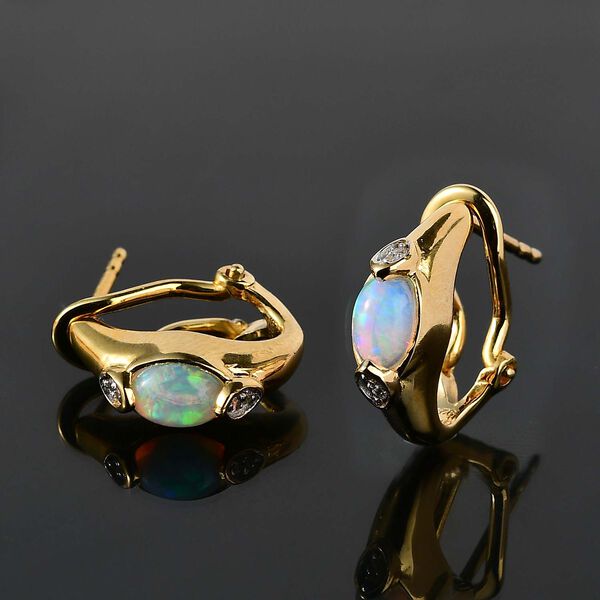 AA natürlicher, äthiopischer Welo Opal und Zirkon Ohrringe - 0,75 ct. image number 3