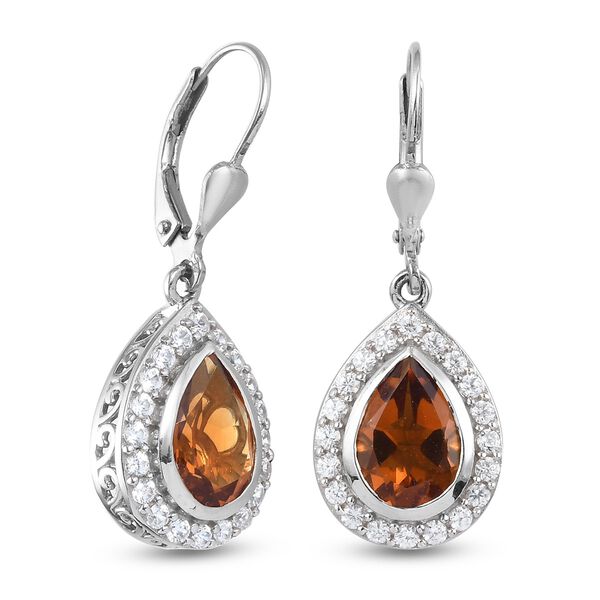 Madeira Citrin Tropfen Ohrh&auml;nger 925 Silber platiniert ca. 3,99 ct&nbsp; image number 4