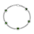 Natürlicher Chromdiopsid Armband ca. 19 cm 925 Silber rhodiniert ca. 2.97 ct