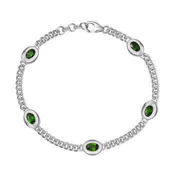 Nat&uuml;rlicher Chromdiopsid Armband ca. 19 cm 925 Silber rhodiniert ca. 2.97 ct