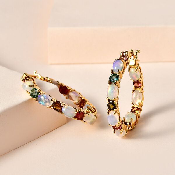 AA nat&uuml;rliche, &auml;thiopische Welo Opal und Mehrfach-Turmalin-Ohrringe - 6,56 ct. image number 2