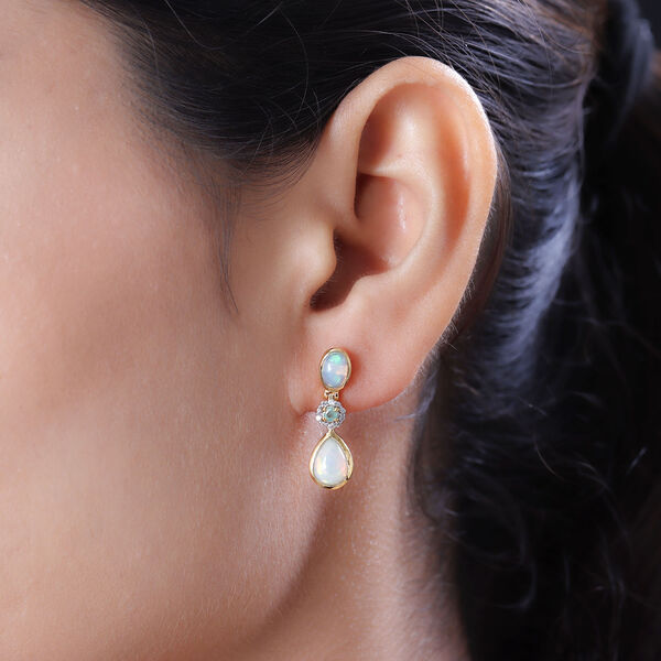 Nat&uuml;rliche, &auml;thiopische Welo Opal-Ohrringe, 925 Silber vergoldet 2,49 Carat ca. 2,50 ct image number 3