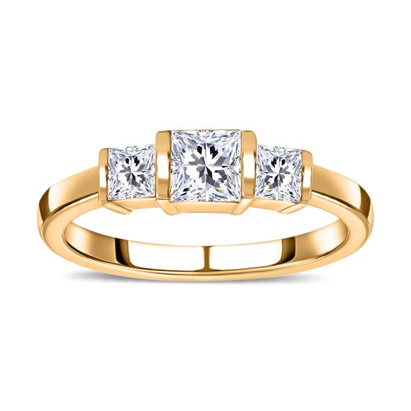 J Francis gefertigt mit SWAROVSKI-  Swarovski Zirkonia Ring, 925 Silber 750 Gelbgold Vermeil image number 4