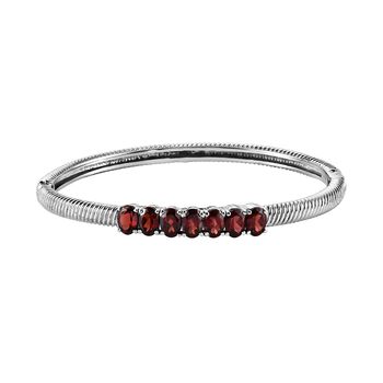 Roter Granat Armreif, ca. 19 cm, Edelstahl ca. 6.73 ct