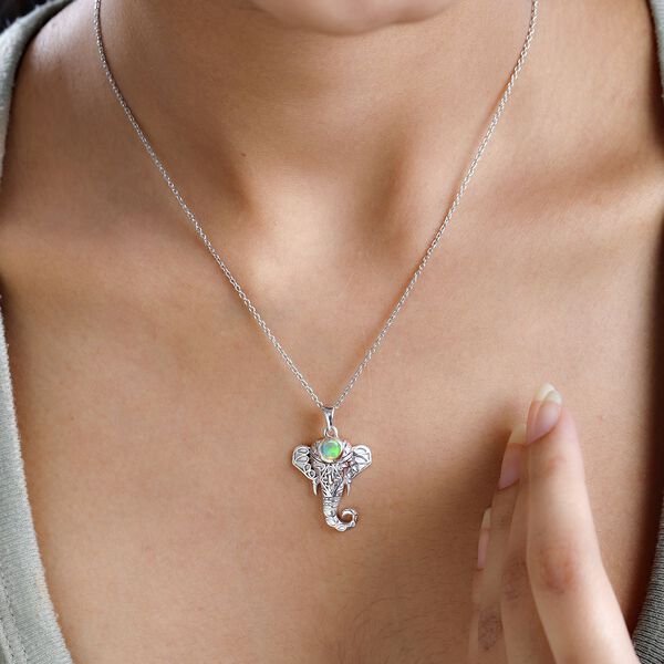 AA Nat&uuml;rlicher, &auml;thiopischer Welo Opal Anh&auml;nger mit Kette, 925 Silber platiniert, ca. 0.30 ct image number 8
