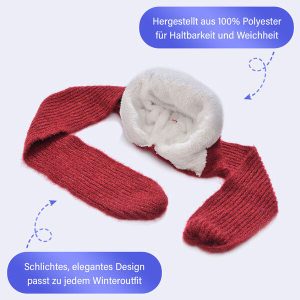 2-in-1 Gestrickte Winter Schalmütze, burgunderrot image number 3