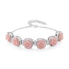D'Joy Natürlicher Rosa Königsmuschel Perle, Peridot Armband ca. 20 cm 925 Silber rhodiniert ca. 6,96 ct.