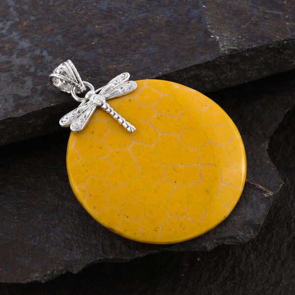 Royal Bali Kollektion - gelber Korallen-Anh&auml;nger, 925 Silber image number 2