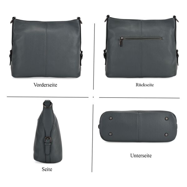 Leder-Crossbody-Tasche mit 3 Tragevarianten, 32x12x25 cm, Blau image number 5