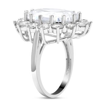 3er Set- Wei&szlig;er Zirkonia-Ring, Anh&auml;nger und Ohrringe, Messing ca. 27,00 ct