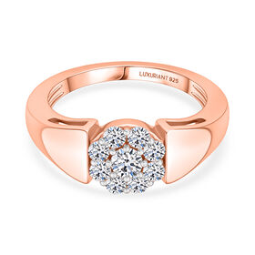 LUXURIANT SGL zertifizierter SI-GH Labor Diamant Ring, 925 Silber 750 Ros&eacute;gold Vermeil - 0,50 ct.
