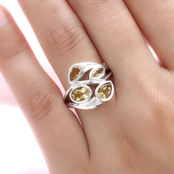 Citrin-Ring, reines Messing platiniert  ca. 1,85 ct image number 3