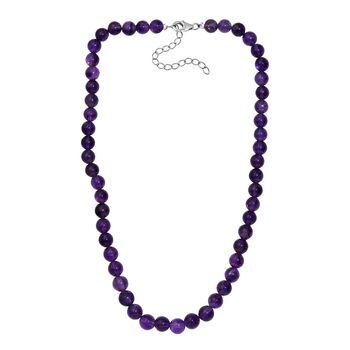 Afrikanischer Amethyst Halskette ca. 45 cm+ 5 cm Extender, Edelstahl ca. 220,00 ct.
