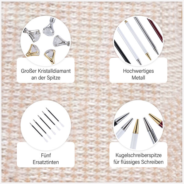 5er-Set Kristall-Kugelschreiber mit 5 Tinten, mehrfarbig image number 6