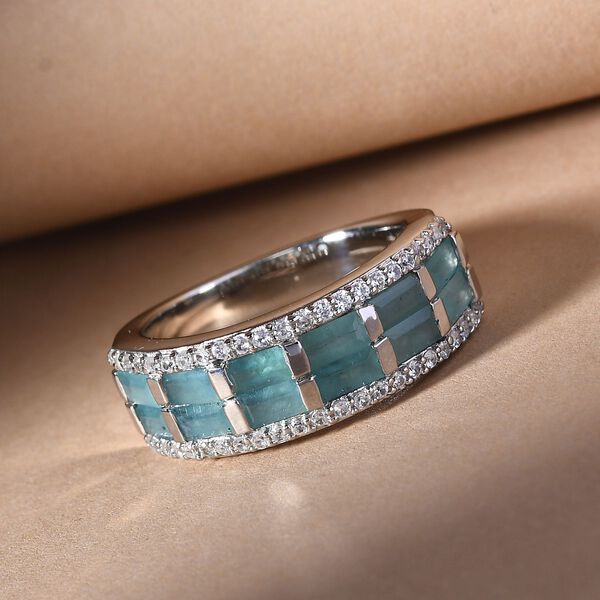 Grandidierit und Zirkon Ring 925 Silber platiniert  ca. 1,85 ct image number 2