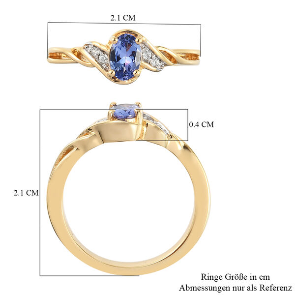 Tansanit und Zirkon Ring 925 Silber vergoldet  ca. 0,55 ct image number 7