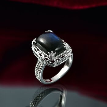 D'Joy AAA Labradorit Ring 925 Silber rhodiniert (Gr&ouml;&szlig;e 18.00) ca. 7,38 ct