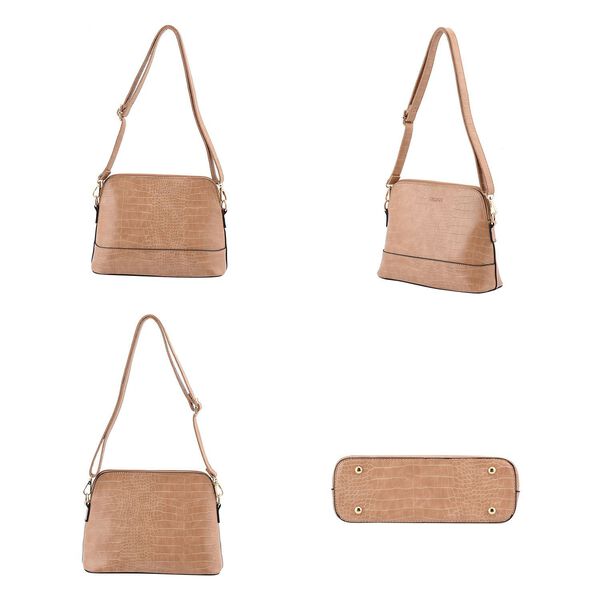 Passage - 4er-Set Handtaschen mit Krokodilpr&auml;gung; enth&auml;lt Schultertasche, Cross Body Bag, Clutch Bag und Portemonnaie, Beige image number 3