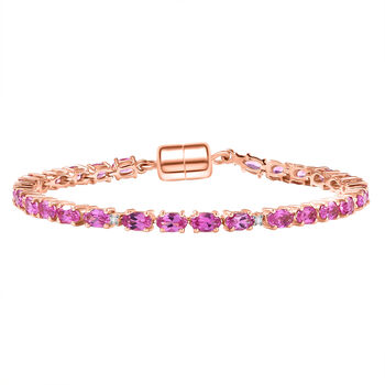 LUXURIANT AAA Labor Rosa Saphir und Labor Diamant 18cm Armband - 9,19 ct.