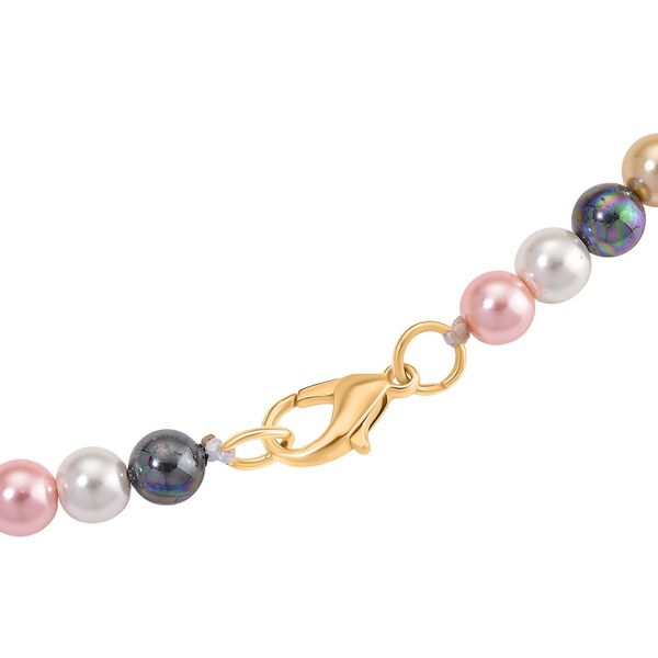 3 in 1 - Mehrfarbige Muschelperlen (6-11 mm, 20 mm), Wei&szlig;er Kristall Halskette ca. 40 cm, gelb vergoldet image number 10