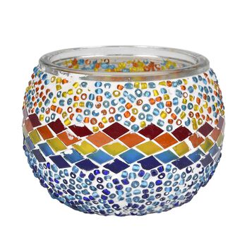 Lavendel-Eukalyptus Sojawachs-Duftkerze im Mosaikglas, Gr&ouml;&szlig;e: 10 x 8 cm