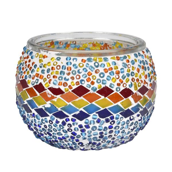 Lavendel-Eukalyptus Sojawachs-Duftkerze im Mosaikglas, Gr&ouml;&szlig;e: 10 x 8 cm