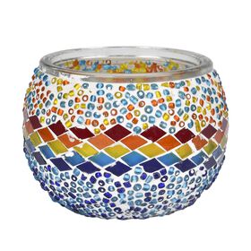 Lavendel-Eukalyptus Sojawachs-Duftkerze im Mosaikglas, Größe: 10 x 8 cm