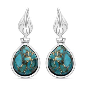 Blaues Türkis Ohrringe  Edelstahl ca. 10.39 ct