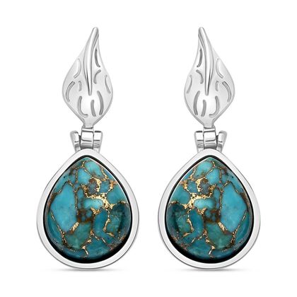 Blaues T&uuml;rkis Ohrringe  Edelstahl ca. 10.39 ct