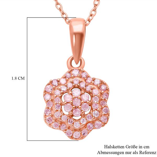 Rosa Diamant floraler Anh&auml;nger mit Kette in Silber image number 6