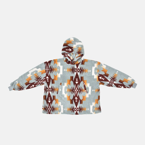 Wolkenweicher Sherpa-Hoodie mit New Mexico Muster, Hellblau-Erdtöne, Einheitsgröße image number 0