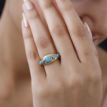 Amerikanischer, nat&uuml;rlicher Sleeping Beauty T&uuml;rkis Ring, 925 Silber vergoldet (Gr&ouml;&szlig;e 16.00) ca. 1.52 ct