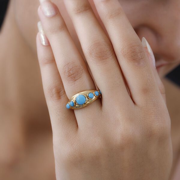 Amerikanischer, nat&uuml;rlicher Sleeping Beauty T&uuml;rkis Ring, 925 Silber vergoldet (Gr&ouml;&szlig;e 16.00) ca. 1.52 ct image number 3