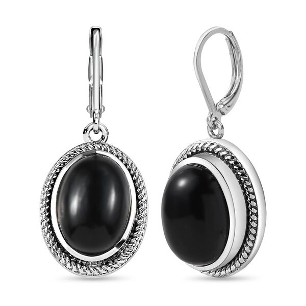 Schwarze Onyx-Ohrringe, 316L Edelstahl , ca. 5.37 ct