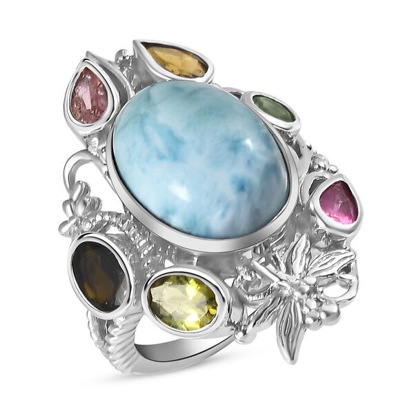 Larimar und mehrfarbiger Turmalin-Ring - 9,15 ct. image number 4