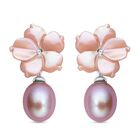 Jardin Kollektion - Lila Süßwasserperlen und Perlmutt-Ohrringe, 925 Silber rhodiniert