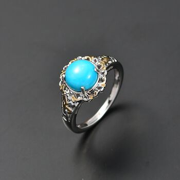 D'Joy AA Sleeping Beauty T&uuml;rkis Ring 925 Silber Rhodiniert und 750 Gelbgold Vermeil (Gr&ouml;&szlig;e 18.00) ca. 1.87 ct