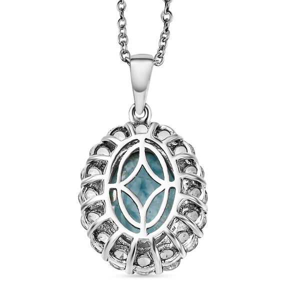 Larimar und wei&szlig;er Topas-Anh&auml;nger mit Kette, 925 Silber platiniert ca. 8.92 ct image number 5
