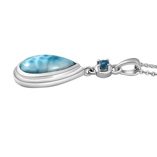 Larimar und Neon Apatit-Anhänger mit Kette, 925 Silber platiniert ca. 3.22 ct image number 4