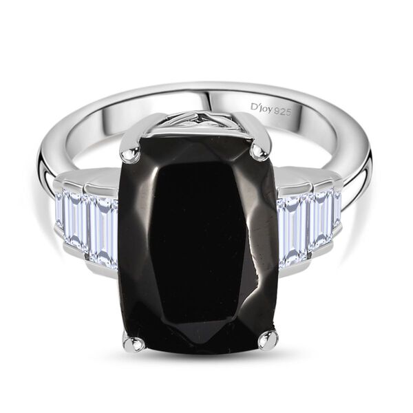 D'Joy Elite Shungit, Wei&szlig;er Topas Ring 925 Silber rhodiniert (Gr&ouml;&szlig;e 19.00) ca. 5,37 ct