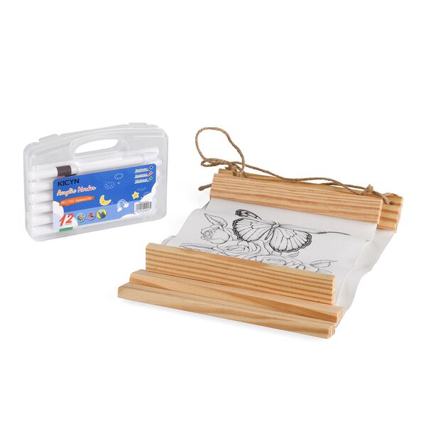 4er-Set Malset mit Acrylmarkern und Aufbewahrungsbox, Vogel-, Schmetterlings- und Flamingo-Skizzen