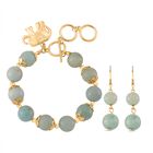 Mehrfarbiger Amazonit Schmuckset Reiner Edelstahl Std Gelb und Legierung Std Gelb ca. 185,00 ct.