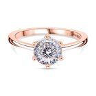 D'Joy 161 Facettiert Moissanit Ring 925 Silber 750 Roségold Vermeil (Größe 19.00) ca. 1,38 ct