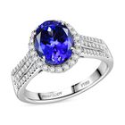 Rhapsody AAAA Tansanit, Weißer Diamant Ring 950 Platin (Größe 19.00) ca. 3,83 ct