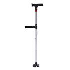 Smart Easy Up Gehstock mit Doppelgriffen, Leichtgewicht, Aluminium mit Drehbarer Basis, Mit Beleuchtung und SOS-Alarm, Höhenverstellbar 85-97 cm, silber