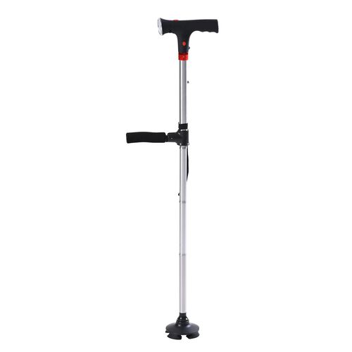 Klappbarer Smart-Walking-Stick mit drehbarem LED-Frontlicht und SOS-Alarm, Silber image number 0