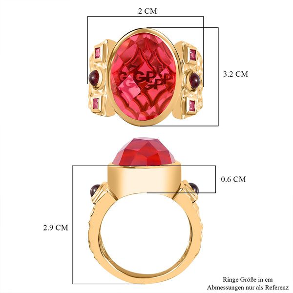 GP Art Déco Collection - Padparadscha Quarz Triplett, Rhodolith Granat und Kanchanaburi blauer Saphir-Ring - 11,67 ct. image number 7