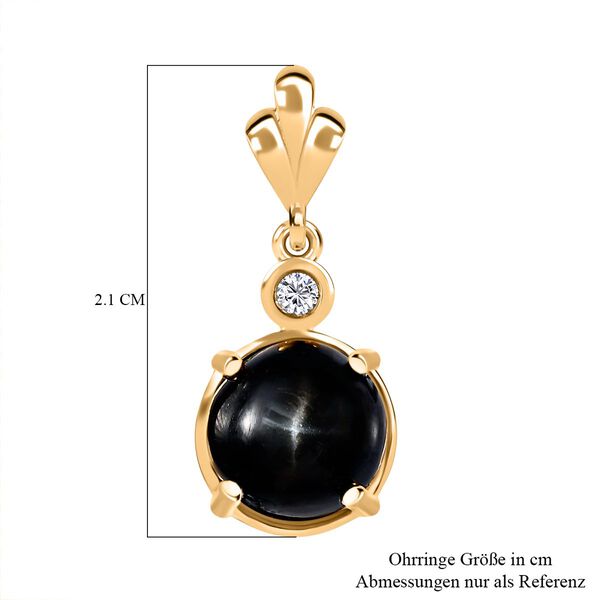 Schwarze Sterndiopsid Ohrringe, 925 Silber vergoldet, ca. 6.04 ct image number 5