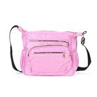 Passage - Multifächer Crossbody Tasche aus Wasserabweisender Nylon und verstellbarer Riemen, voll RFID schutz, 28 x 22 x 10 cm, Rosa