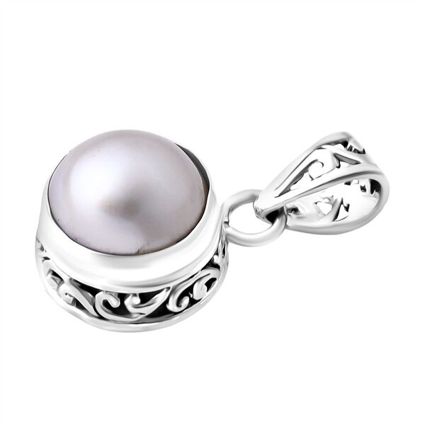 Royal Bali Kollektion - Weißer Mabe Perle Anhänger image number 4